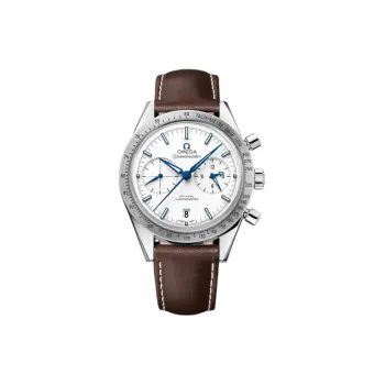 OMEGA Automatic Mechanical Movement Unisex Watch 41.5mm White Dial Titanium Watch Case Cowhide Strap