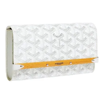 GOYARD MONTE-CARLO Calfskin Canvas Clutch Mini Women's White