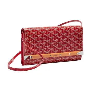 GOYARD MONTE-CARLO Canvas With Leather Clutches Crossbody Bags Small Size Women's Red