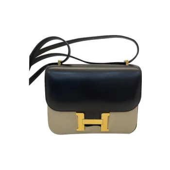 HERMES Constance Evercolor With Calfskin Small Square Bag Crossbody Bags Mini Women's Noir Black