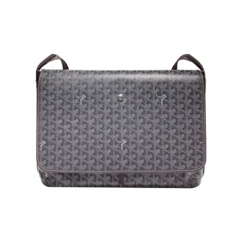 GOYARD CAPETIEN Canvas With Leather Envelope Bag Messenger Bag Crossbody Bag Shoulder Bag Medium Size Unisex Gray