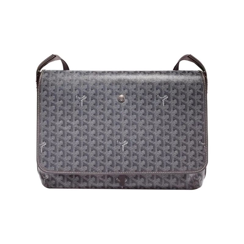 GOYARD CAPETIEN Canvas With Leather Envelope Bag Messenger Bag Crossbody Bag Shoulder Bag Medium Size Unisex Gray-0