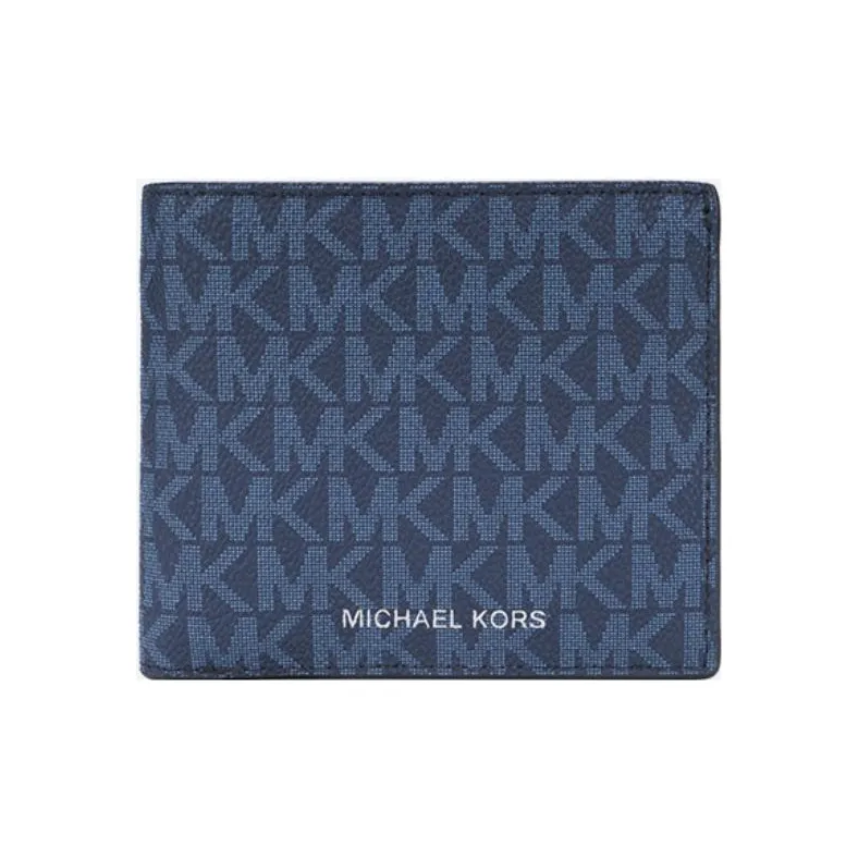 MICHAEL KORS Dense Carved Design Letter Print Smooth Buckle Leather Belts Men's Navy Blue-4