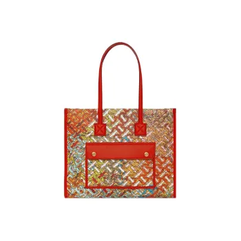 Burberry Freya Cow Leather Tote Bag Shopping Bag Shoulder Bag Handbag Small Size Women's Multicolor