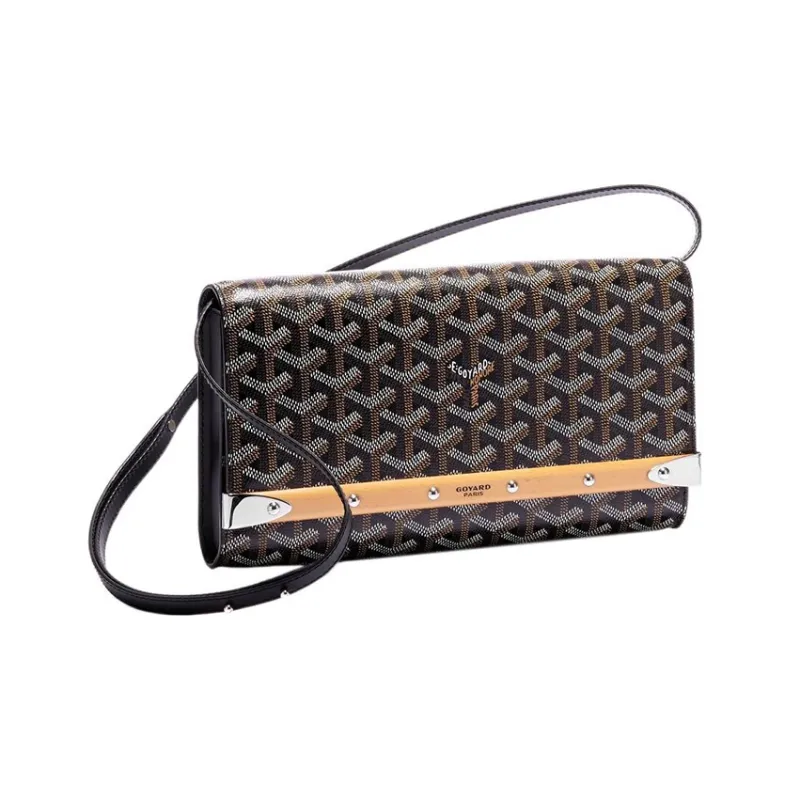 GOYARD MONTE-CARLO Canvas With Leather Clutches Crossbody Bags Small Size Women's Black-1