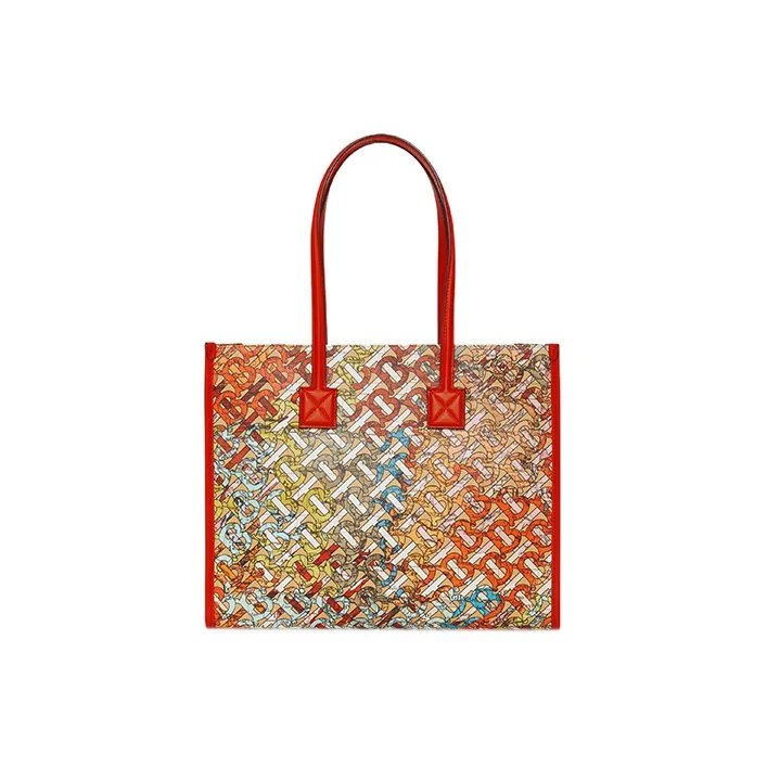 Burberry Freya Cow Leather Tote Bag Shopping Bag Shoulder Bag Handbag Small Size Women's Multicolor-3