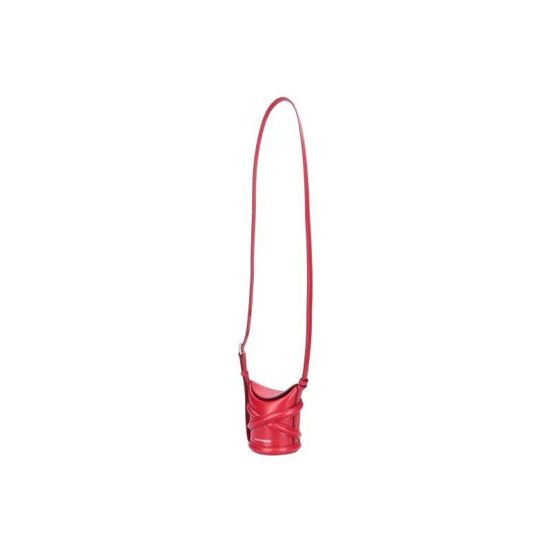 Alexander McQueen THE CURVE BAG Smooth Leather Crossbody Bag, Handbag Mini Women's Red-2