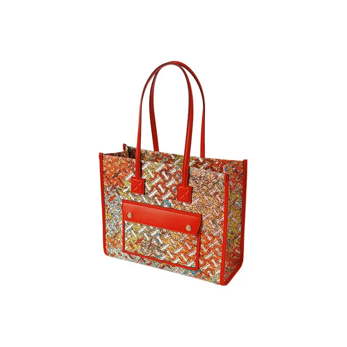 Burberry Freya Cow Leather Tote Bag Shopping Bag Shoulder Bag Handbag Small Size Women's Multicolor-1