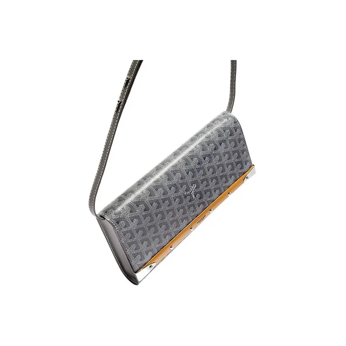 GOYARD MONTE-CARLO Canvas With Leather Clutches Crossbody Bags Small Size Women's Gray-3