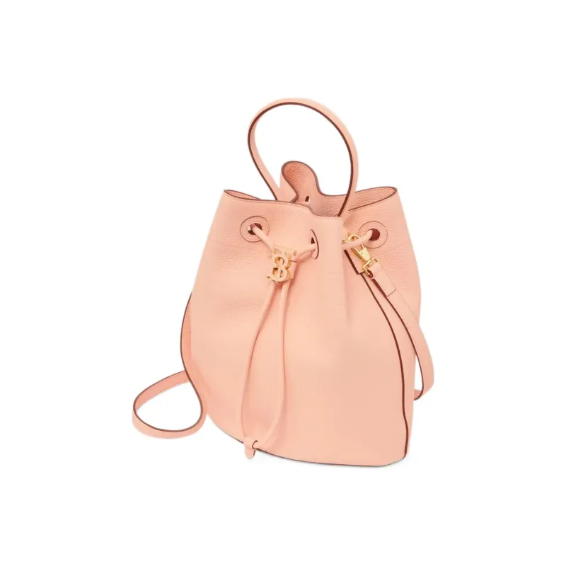 Burberry Calfskin Bucket Bag Portable Crossbody Bag Shoulder Bag Small Size Women's Candy Color/Peach Pink-2