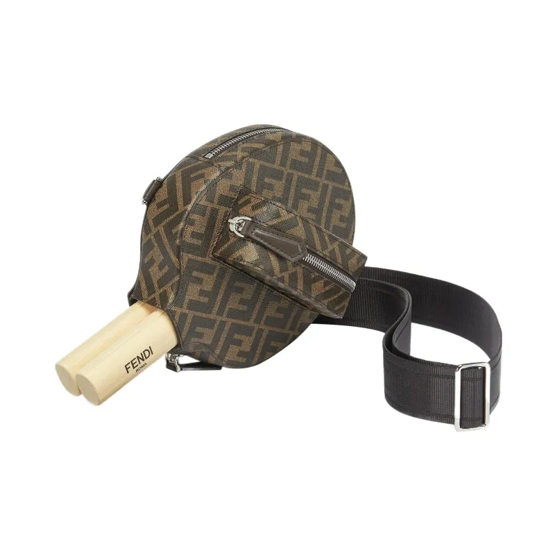 FENDI Calfskin Table Tennis Bag Crossbody Bag Men's Brown-3
