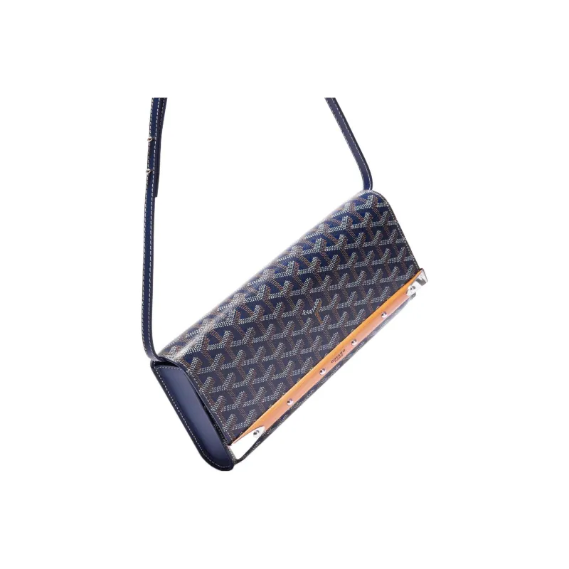 GOYARD MONTE-CARLO Canvas With Leather Clutches Crossbody Bags Small Size Women's Dark Blue-4