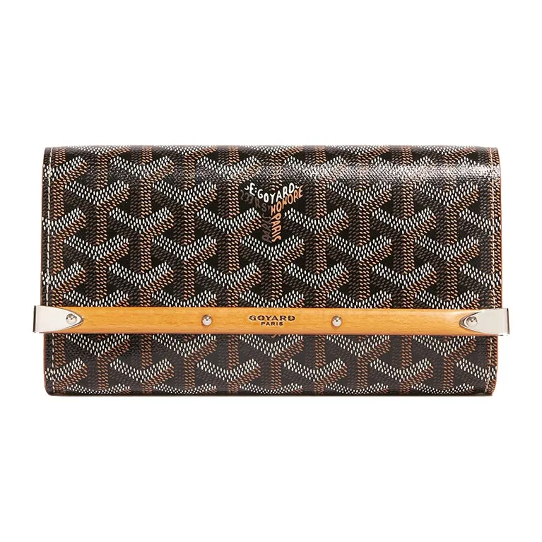 GOYARD MONTE-CARLO Canvas With Leather Clutches Crossbody Bags Mini Women's Black/Brown-1