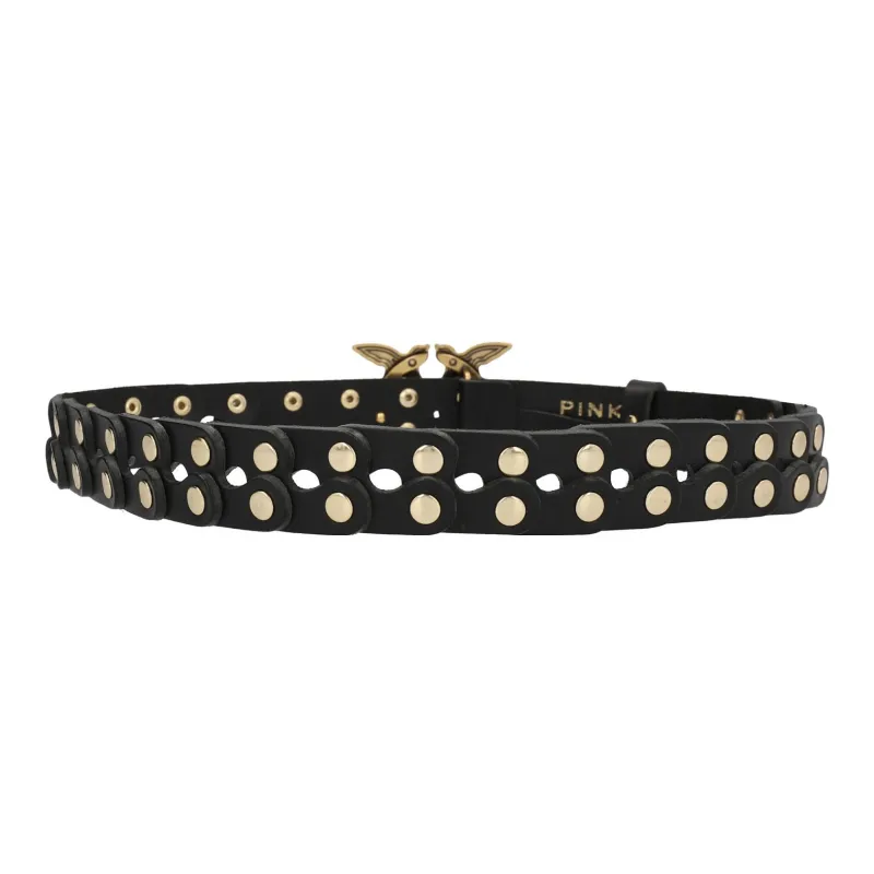 PINKO Fashion Individual Leather Belt Black-1