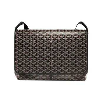 GOYARD CAPETIEN Canvas With Leather Messenger Bag, Shoulder Bag, Crossbody Bag Medium Size Unisex Black