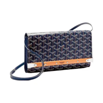 GOYARD MONTE-CARLO Canvas With Leather Clutches Crossbody Bags Small Size Women's Dark Blue