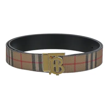 Burberry Double Sided Plaid Leather Leather Belts Men's Multicolor Width  3.5cm