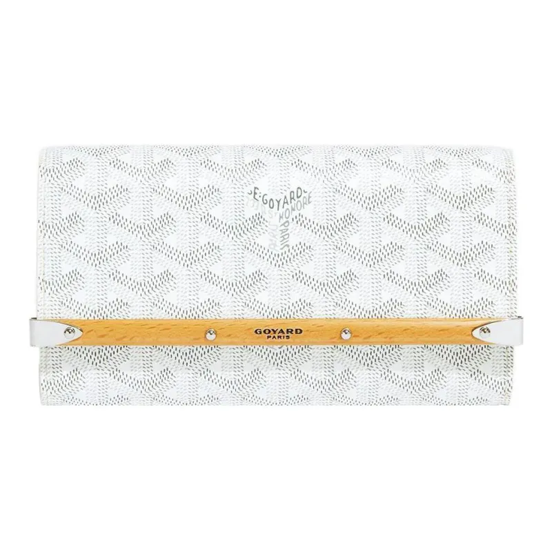 GOYARD MONTE-CARLO Calfskin Canvas Clutch Mini Women's White-1