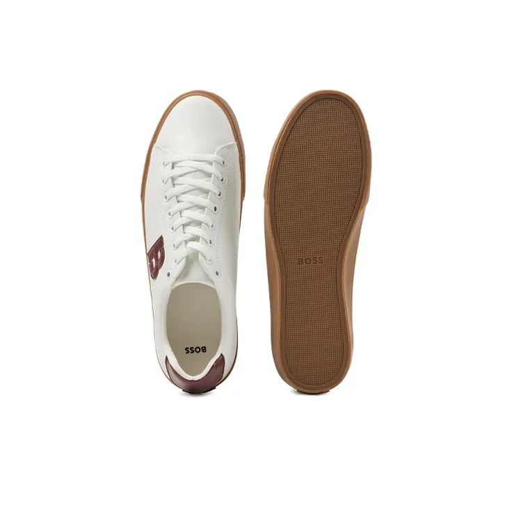 HUGO BOSS Stylish Skateboarding Shoes Men's White Dark Red-2