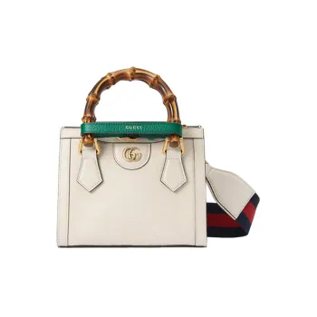 GUCCI Diana Canvas With Leather Shoulder Bag, Tote Bag, Shopping Bag, Handbag Mini Women's Ecru