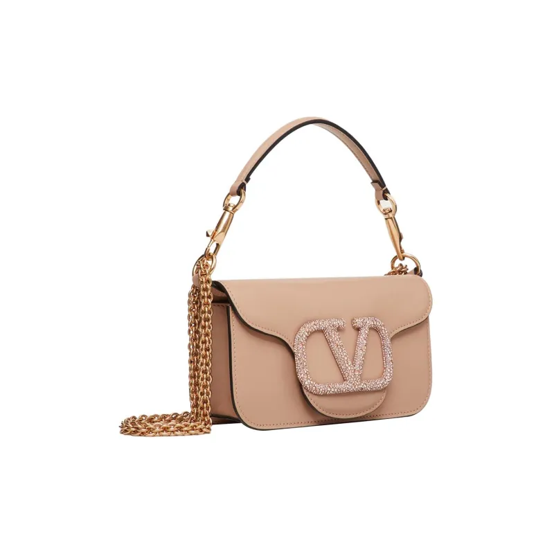 Valentino Locò Calfskin Baguette Bag One Shoulder Handbag Small Size Women's Rose Pink-1