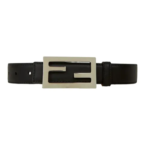 FENDI Leather Belts Unisex Black/Yellow