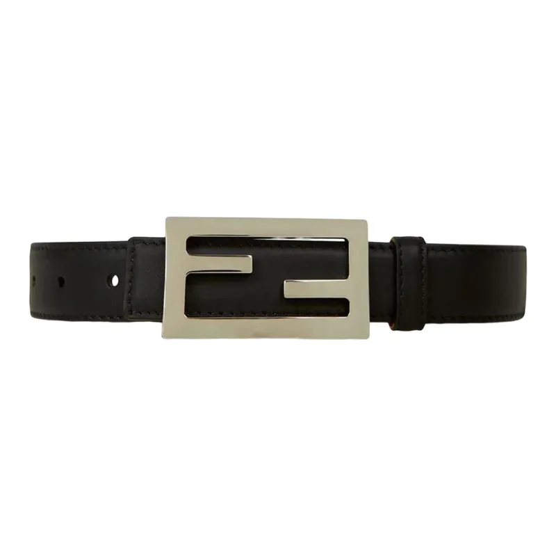 FENDI Leather Belts Unisex Black/Yellow-0