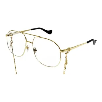 GUCCI Alloy Aviator Eyeglass Frames Men's Gold