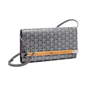 GOYARD MONTE-CARLO Canvas With Leather Clutches Crossbody Bags Small Size Women's Gray