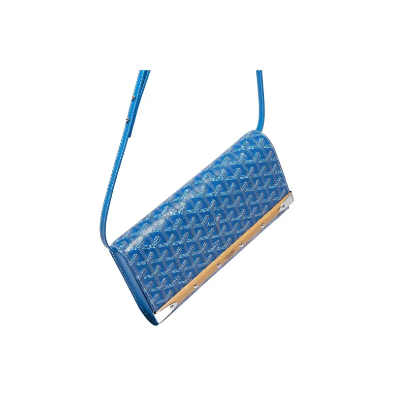 GOYARD MONTE-CARLO Canvas With Leather Clutches Crossbody Bags Small Size Women's Sky Blue-2