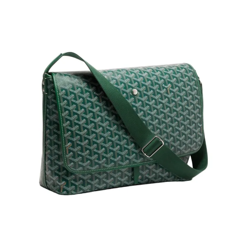 GOYARD CAPETIEN Canvas With Leather Envelope Bag, Messenger Bag, Shoulder Bag, Crossbody Bag Medium Size Unisex Green-1