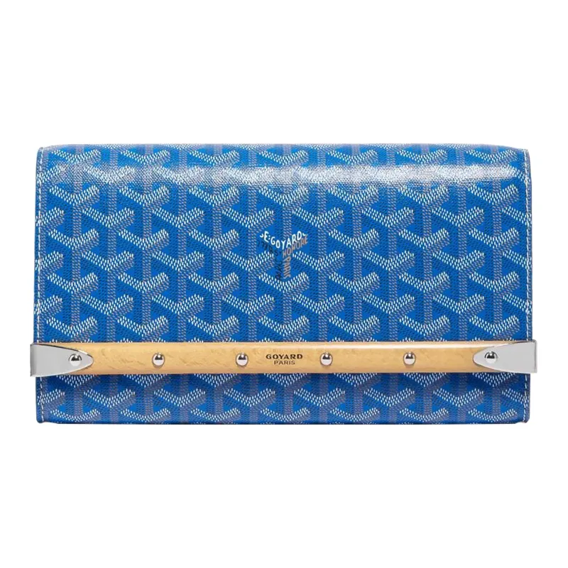 GOYARD MONTE-CARLO Canvas With Leather Clutches Crossbody Bags Small Size Women's Sky Blue-1