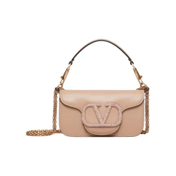 Valentino Locò Calfskin Baguette Bag One Shoulder Handbag Small Size Women's Rose Pink