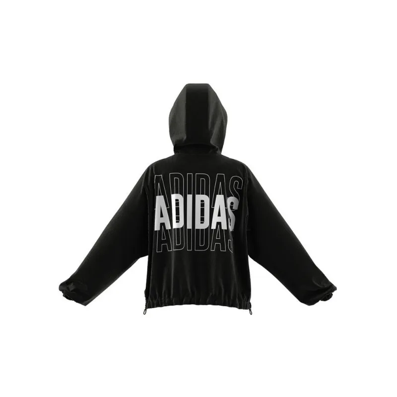 adidas Essentials Repeat Logo Loose-Fit Windbreaker Black-1