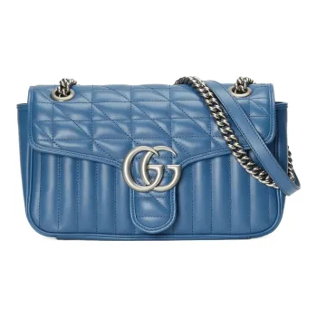 GUCCI GG Marmont Leather Shoulder Bags Handbags Small Size Women's Blue
