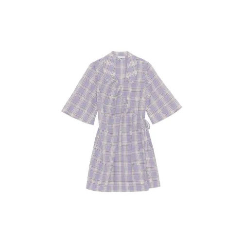 GANNI Short-Sleeved Dresses Women's Purple