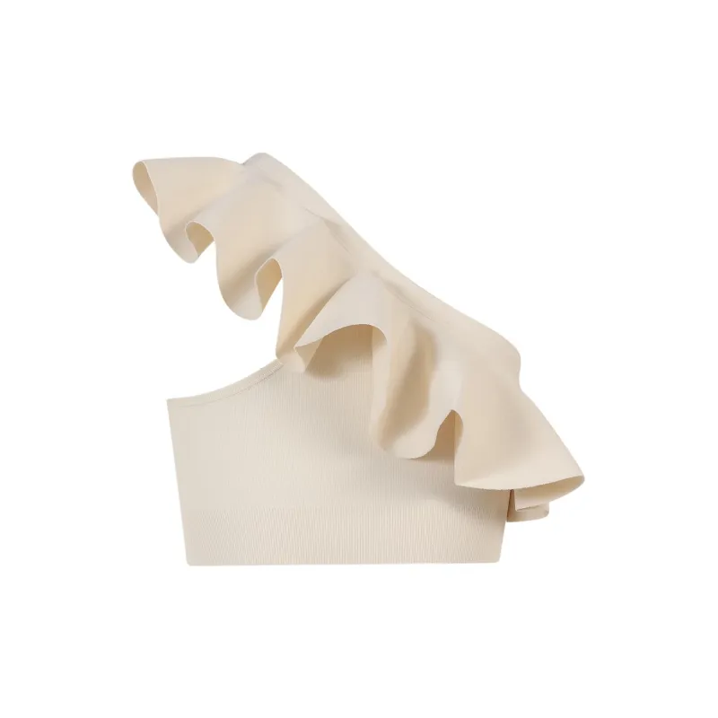 CELINE Ruffle Sleeve T Shirt Women's Nude-1