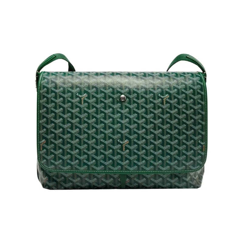 GOYARD CAPETIEN Canvas With Leather Envelope Bag, Messenger Bag, Shoulder Bag, Crossbody Bag Medium Size Unisex Green-0