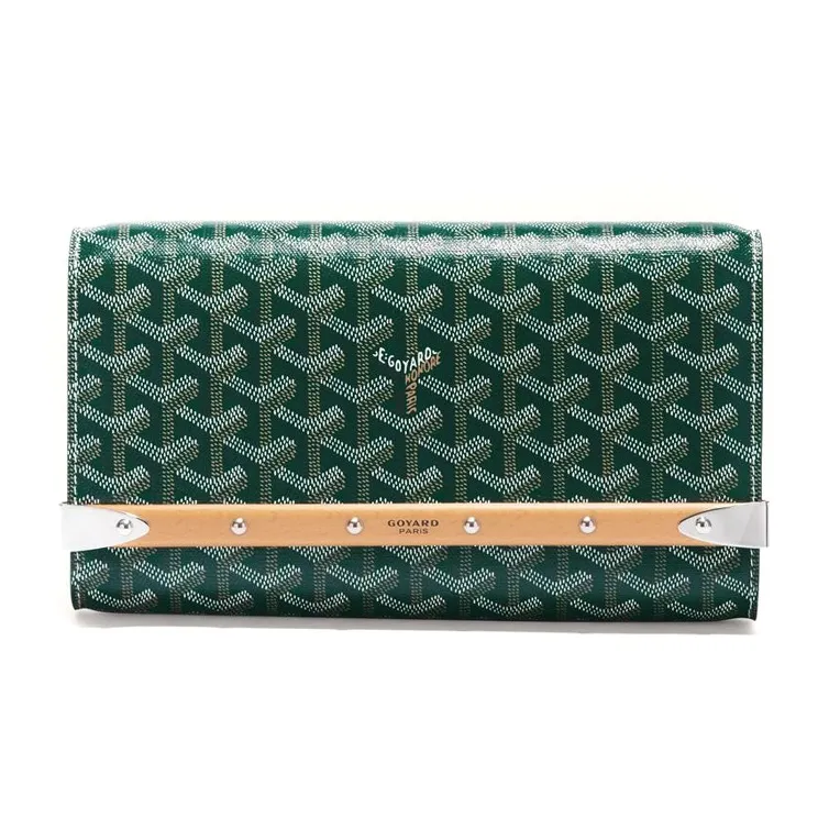 GOYARD MONTE-CARLO Canvas With Leather Clutches Crossbody Bags Small Size Women's Green-1
