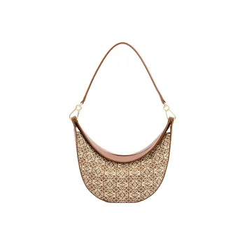 LOEWE Small Luna Bag In Anagram Jacquard And Classic Calfskin Tan/Pecan