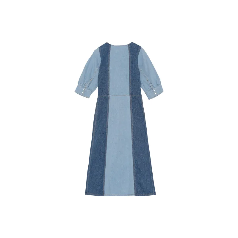GANNI Short-Sleeved Dresses Women's Blue-1