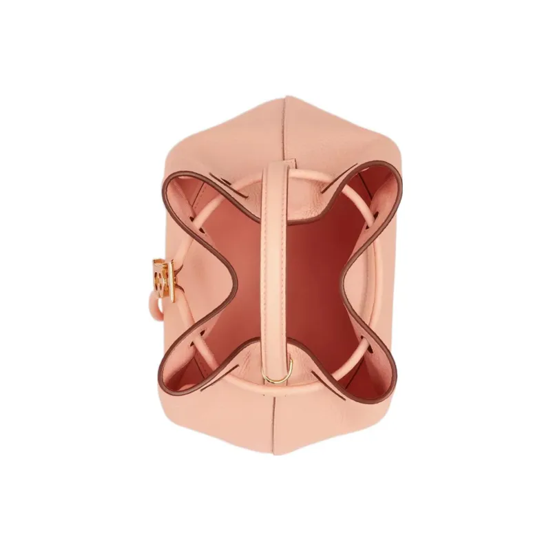 Burberry Calfskin Bucket Bag Portable Crossbody Bag Shoulder Bag Small Size Women's Candy Color/Peach Pink-4