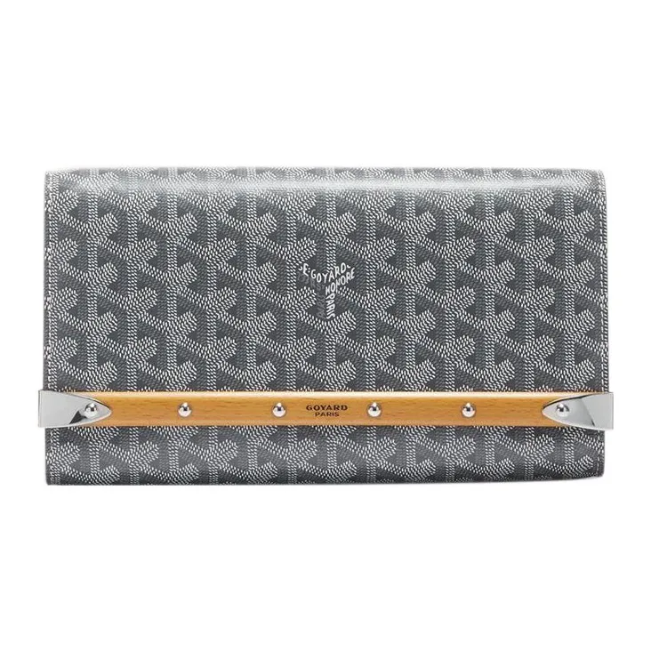 GOYARD MONTE-CARLO Canvas With Leather Clutches Crossbody Bags Small Size Women's Gray-1