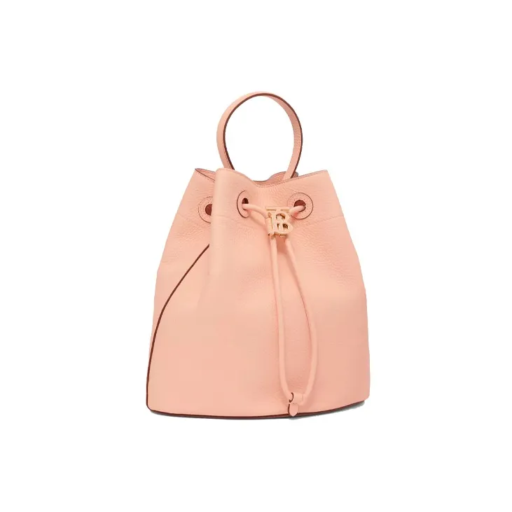 Burberry Calfskin Bucket Bag Portable Crossbody Bag Shoulder Bag Small Size Women's Candy Color/Peach Pink-1