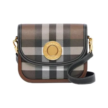 Burberry Check And Leather Elizabeth Bag Small Dark Birch Brown