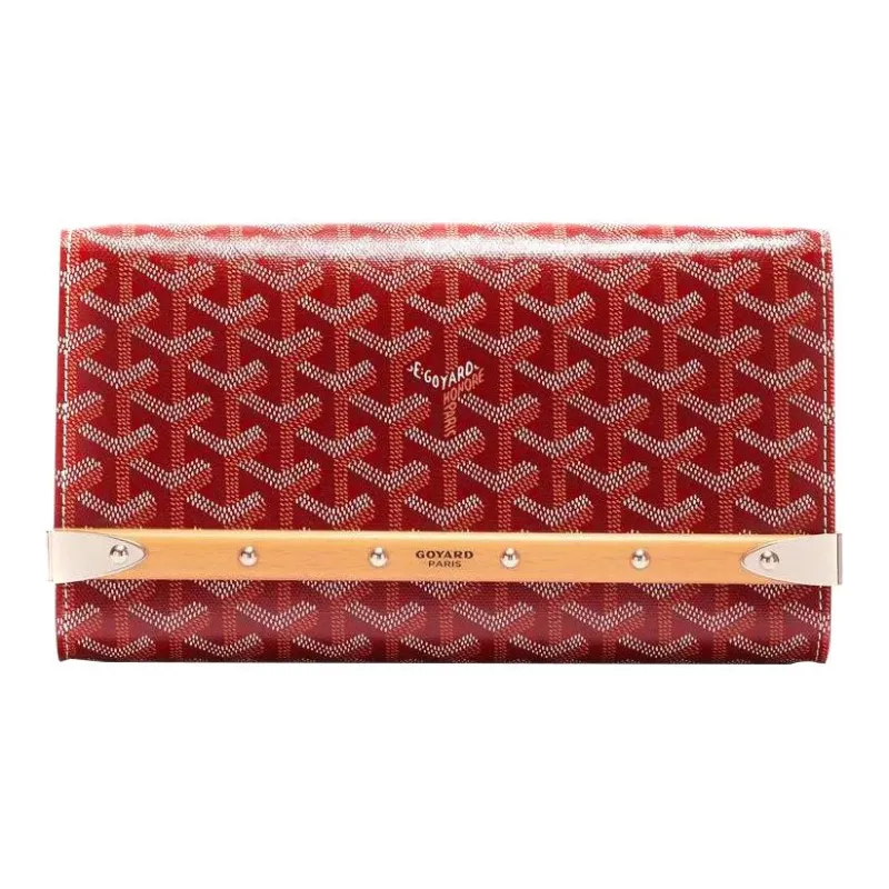 GOYARD MONTE-CARLO Canvas With Leather Clutches Crossbody Bags Small Size Women's Red-1