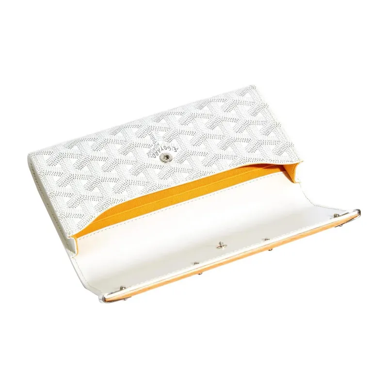 GOYARD MONTE-CARLO Calfskin Canvas Clutch Mini Women's White-3