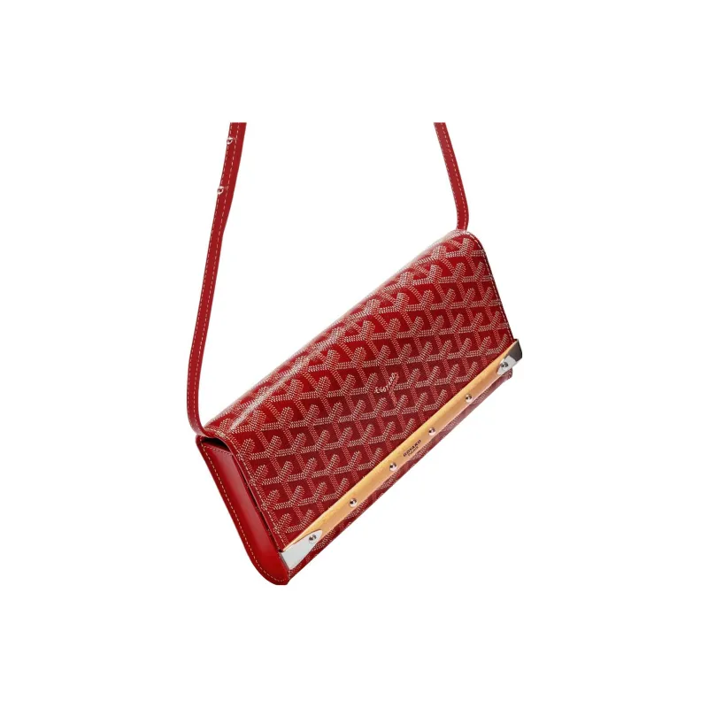 GOYARD MONTE-CARLO Canvas With Leather Clutches Crossbody Bags Small Size Women's Red-4