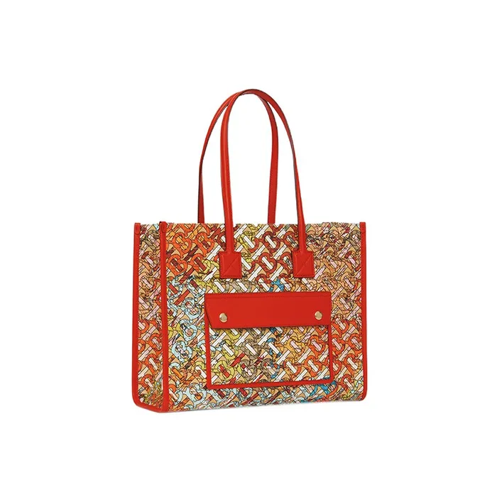 Burberry Freya Cow Leather Tote Bag Shopping Bag Shoulder Bag Handbag Small Size Women's Multicolor-2