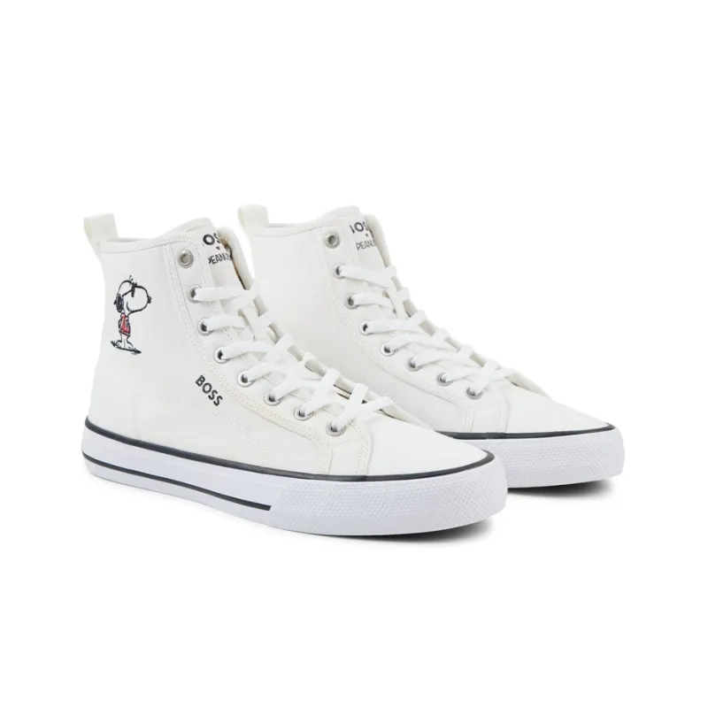 HUGO BOSS High-Top Stylish Skateboarding Shoes Men's White-3